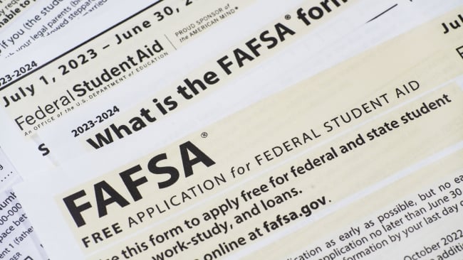 A closeup image of a printed FAFSA form