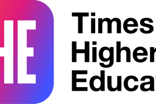 The Times Higher Education logo, with a red T, purple H and blue E.